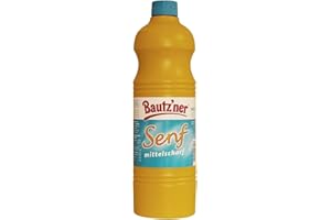 BAUTZ'NER BAUTZ‘NER Senf mittelscharf – 2er Set (2x1000 ml) Flasche Mittelscharfer Senf– Original Bautz‘ner Rezeptur seit 1955 – Ohne Zusatz von Konservierungsstoffen und Geschmacksverstärkern – Senf