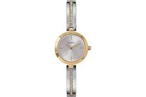 Timex Zegarek Damski Main Street 25 mm, Bransoleta ze Stopu Metali w Dwóch Odcieniach, Srebrna Tarcza, Złota Obudowa TW2W96200