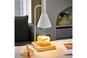 ompvor Candle Warmer with Timer Dimmable Wax Melter Candle Warmer Lamp with Bulb Aromatic Candle Holder Solid Wood Base and Crystal Shade for Spa Aromatherapy Home Office Bedroom Night Light, White-1