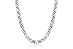 SEFORICO Mens Necklace - Cuban Chain Necklace for Men Silver Plated Jewellery Birthday Gifts for Men Sturdy Non-Tarnish - 10mm, 18" 20" 22" 24" Hip Hop Necklaces for Teen Boys (with gifts box)