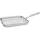 TRAMONTINA - Griddle Griddle, Stainless Steel Frying Pan and Glossy Finish | Ideal for grilling meats, fish and vegetables wi