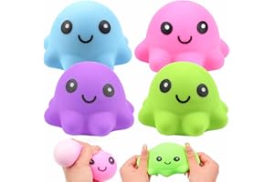 Yizemay Squishy Needoh Toys, Stress Ball for Kids Adults, 4 Pack Nee Doh Stress Balls Octopus Fidget Toy, Sensory Squeeze Ball Anxiety & Stress Relief for Adults, ADHD, OCD, Autism