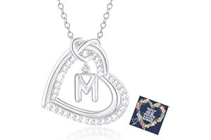 Esmoly Cadena de Plata Mujer 14k Oro Inicial Collar Personalizado Corazon Zirconia Colgante Regalos Originales Para Mujer Niña 18+2 Inches