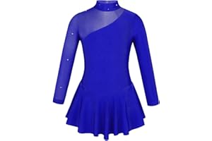 MSemis Vestido de Danza Ballet Clásico para Niña Leotardo Manga Larga con Falda Tul Maillot de Patinaje Artístico Gimnasia Disfraz de Bailarina Competición 4-16 Años