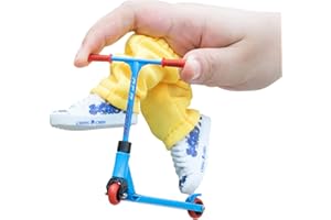 ceasnitis Finger Scooter Toys Set, Mini Scooters Finger Board and Finger Shoes Set, Alloy Finger Scooter Fingerboards Accessories Fingertip Interactive Toys for Skateboarder, Blue