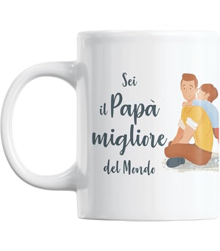Tazza Personalizzabile Super Papà In Ceramica – Stampa Fronte/Retro, 330 Ml, 1-4 Nomi, Lavastoviglie