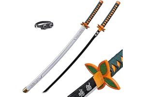 KHHK Demon Tanjiro Samurai Schwert,29 Zoll Anime Ninja Katana Cosplay Holzschwert,Für Slayer Lovers Halloween Weihnachten Geburtstag Dekorative Requisiten (Kochou Shinobu)
