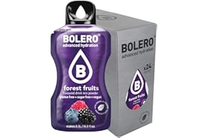 Bolero Drink 24 saszetki 3 g pałeczki owocowe preparat do rozpuszczalnego proszku do świeżego napoju w wodzie, 72 g słodzony stewią (Forest Fruits)