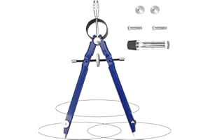 TAIANJI Professional 10-Inch Diameter Geometry Compass with Lock, Extra Lock Screws and Lead Refills - Drafting and Drawing Tool