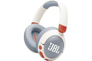 JBL Junior 470 NC Cuffie Over-Ear Bluetooth Wireless per Bambini, con Cancellazione Attiva del Rumore, Microfono Integrato, 50 Ore di Autonomia, Safe Sound, Limitatore Volume, Set Adesivi, Bianco