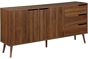 Alice's Home sweeek - Aparador escandinavo, 2 Puertas, 3 cajones, Nogal, 160cm