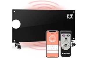 Klarstein Radiateur Electrique Silencieux Mobile, Chauffage Electrique Mural Intelligent 2000W à Faible Consommation d'Energie pour Maison, Salle de Bain, Thermostat, Roulettes