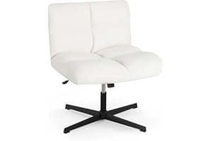 COSTWAY Krzesło biurowe z imitacją owczego futra i szerokim siedziskiem, bez rękawów, ze skrzyżowanymi nogami i funkcją przechylania, z regulacją wysokości, obciążenie do 160 kg, krzesło komputerowe