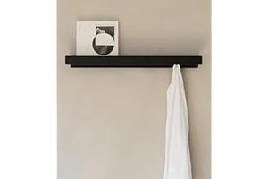 Kazai.® Coat Hooks 'Kian' | Modern Coat Rack with Hidden Hooks and Shelf | Metal Wall-Mounted Door Hangers | Heavy Duty Clothes Rail for Entryway | Black