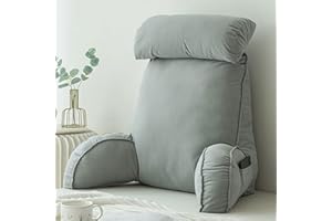 Newdvmmss Lesekissen mit Armlehnen,Rückenkissen für Sofa,Bücherkissen Für Bett,mit Abnehmbarer Nackenrolle,Sitzstützkissen Zum Entspannen,Spielen,Lesen,Fernsehen