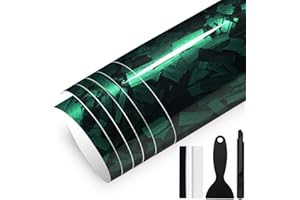 GRTHTATI 150cm x 30cm Covering Forgé Carbone de Voiture Film Autocollant Adhésif Film Carbone de Protection pour Voiture Intérieure/Extérieure, Moto, Vélo (Vert Brillant, 30cm x 150cm)