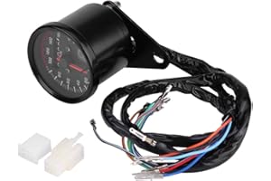 KIMISS Compteur de Vitesse moto, Compteur Kilométrique Numérique Jauge Tachymètre avec Indicateur LED, Coupe Universelle(Noir)