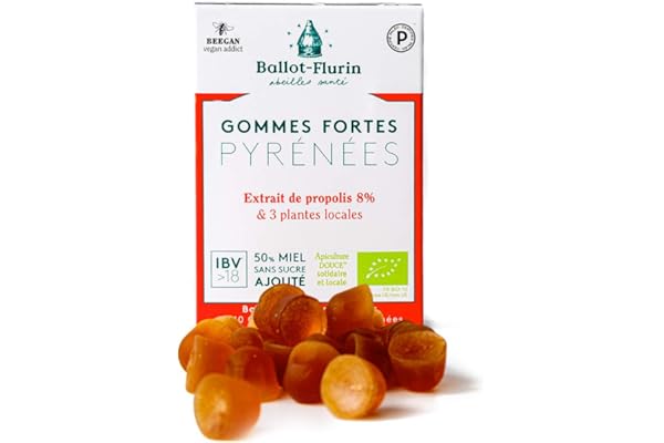 Ballot-Flurin - Gommes Fortes Pyrénées Bio - Miel et propolis - Fabriqué en France - 30 g