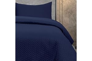 Linen Home - Super King Bedspreads Size 250x260cm - 3Pcs Navy Quilted Throw Set Soft Microfiber Lightweight Coverlet with 2 Pillowcases 50x75cm for All-Season (Navy, Super King)