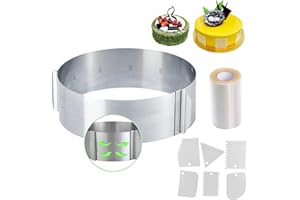 Sycle circle Cerchio per torte regolabile con scala Ø 16-30 cm Cerchio da pasticceria estensibile in acciaio inox stampo tondo per schiuma dessert pasticceria, altezza 8 cm