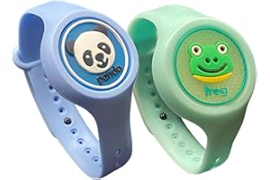 SO GOODS braccialetto antizanzare bambini (confezione da 2), antizanzare bambini con animali, 2 diversi animali, naturale, realizzato con citronella (Panda & Rana)
