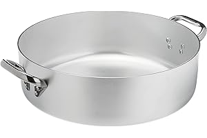 Pentole Agnelli ALMA10636 Casseroles en Aluminium Professionnelles 3 mm, Casserole Basse avec 2 poignées, 11,5 L