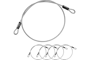 M METERXITY 5-Pack Security Cable Lock, 3FT 5mm PVC Coated Stainless Steel Luggage Lock Wire Rope with Double Loop for Travel/Gate/Bike, Cut-Resistant Braided Steel Cable [Transparent]