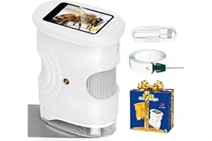 AHYDFSR Microscopio para Niños, Microscopio Digital, Pantalla IPS de 2.0'', 50-1000x, 8 Luces LED, USB Recargable, Regalos Niños Niñas 3 4 5 6 7 8 Años