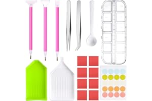 TOPBELIEF Diy Herramientas De Dibujo De Diamante, Herramienta De Pintura De Diamantes, Accesorios De Pintura De Diamantes DIY, Incluye Caja Bordado De Diamantes, Pinzas, Arcilla, Bandeja, BolíGrafos, Etiquetas