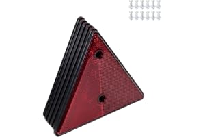Feuunly 6 Pezzi Catarifrangente Rosso Triangolo per Rimorchio, Triangolo Rosso Catarifrangente Fissaggio a Vite, Catarifrangente Triangolo per Camion Rimorchio Macchine Agricole Trattore (6 Pezzi)