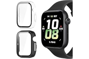 KeeFos 2 Piece Case Compatible with Honor Watch 5, PC Protective Cover with Tempered Glass Screen Protector, Overall Protective Case for Honor Watch 5 - Black+Transparent