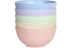 FAUMSUT 5 sztuk plastikowych misek, nietłukące się miski do makaronu bezpieczne dla żywności lekkie wielokrotnego użytku zastawa stołowa zastawa stołowa owoc pojemnik na przekąski zdrowa miska kempingowa dla dzieci dorosłych (kolor: kolor)