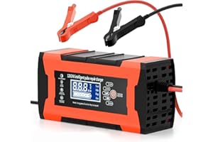 CUNSIEUN Car Battery Charger 10Amp 12V and 24V Fully Automatic Smart Battery Charger with Temperature Compensation Maintainer Trickle Charger Desulfator for Car Truck Motorcycle Lawn Mower Boat