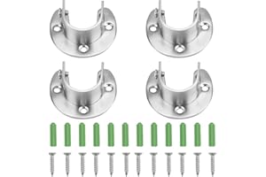 XINGRUN Rundrohrhalterung Kleiderstangenhalter U-förmigen Halterungen aus Edelstahl Stangenendhalterung, Flansch für Schrank Schrankrohrstange Duschvorhangschiene (4Stück, 26mm)