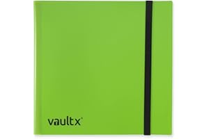Vault X 12 Pocket Trading Card Strap Binder, 480 cards, Standard, 20 Side-Loading Pages, Folder for Collectible Card Games, Sports, TCG (Green)