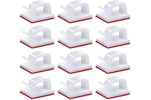 BESMRPG 50 Stück Kabelhalter,Selbstklebend Outdoor Kabelklemmen,Organizer Kabelclips,Befestigung Lichterkette,Weiß Transparent Klebehaken,Kabel Haken Draht Halter für Kabelmanagement Kabelbefestigung