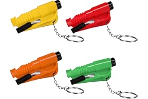 A ABIGAIL 3-in-1 Sicherheitsgurtschneider, Rescue Tool SchlüSselanhäNger Auto, Sicherheitsgurtschneider und Fensterbrecher und Rettungspfeife, Nothammer Mit Gurtschneider, Notfallhammer FüRs Auto