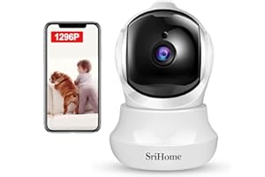 H+Y Cámara Vigilancia WiFi Interior 1296P, Srihome Cámara Vigilancia Interior FHD con Visión Nocturna,Cámara de Mascota,Detección de Movimiento, Audio de 2 Vías, 2.4GHz WiFi, Compatible con iOS/Android