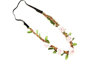 ZUMUII Butterme Rosa Fiore Ghirlanda Bohemian intrecciato della spiaggia di estate parte superiore del diadema dei capelli da sposa Corona Festival BOHO fascia floreale della ragazza delle donne (Rosa)