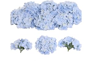 Tifuly 12Pcs Artificial Hydrangeas, Realistic Silk Hydrangeas Flower Heads with Stems Fake Flowers for Wedding Bridal Bouquets, Home Office Party Decor, Floral Arrangements, Centerpiece(Blue)