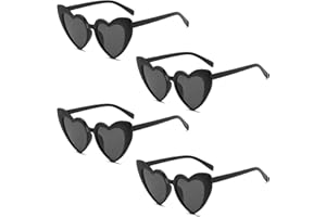 MIVAIUN 4 pary okularów przeciwsłonecznych w kształcie serca, vintage, kocie oko, okulary przeciwsłoneczne w kształcie serca, czarne okulary przeciwsłoneczne w kształcie serca, dla dziewcząt, kobiet,