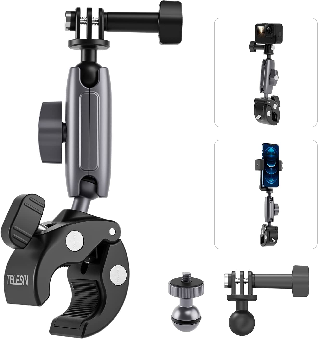 TELESIN Camera Clamp Handlebar Bike Mount 360° Review for Action Cameras