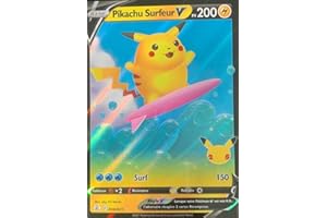 HEART FOR CARDS Carte Pokemon Pikachu Surfeur 008/025 Celebrations FR Neuf + 1x Heartforcards Toploader