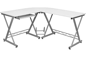 SONGMICS VASAGLE Escritorio de Esquina, Escritorio en Forma de L, Mesa de Ordenador, para Estudio y Juegos, Ahorro de Espacio, Montaje Sencillo, 150 x 138 x 75 cm, Blanco LCD402W