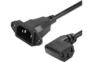 CERRXIAN C14 till 90 grader C13 PDU strömförsörjningsförlängningskabel, IEC 320 C14-kontakt till vänstervinklad C13-uttag, 3