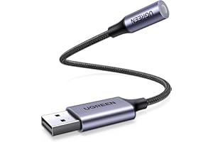 UGREEN USB to 3.5mm Jack Audio Adapter External Sound Card USB DAC TRRS Aux Headphone Microphone Converter Compatible with PC Laptop PS4 Switch Raspberry Pi 400 Mac Windows Linux Headset Earphone