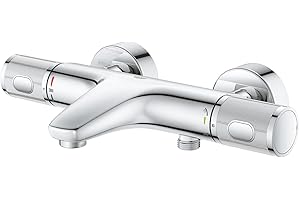 GROHE QuickFix Precision Feel, Termostato baño y ducha, tecnología Water Saving y botón de control ecológico, instalación con QuickSpanner incluída, cromado, 34788000