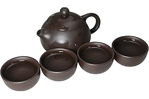 LIANG BAOBAO Gliniany czajniczek 4 filiżanki, tradycyjny chiński zestaw do herbaty Kung Fu (czarny)