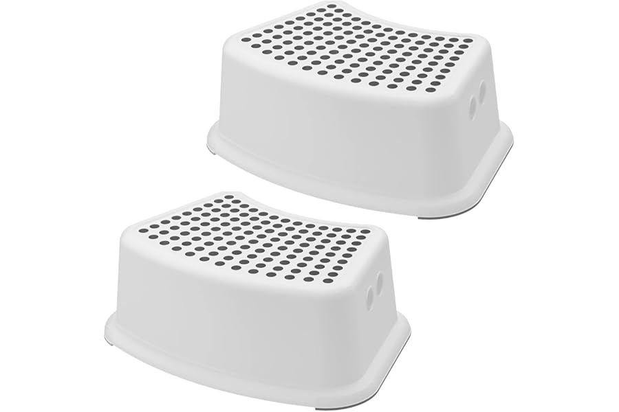 Sterun 2 Pack Plastic Child Foot Step Stools, Anti-Slip Cover on Top For Children, Practical Non-Slip Toilet Step, Great for Toddlers (Grey)