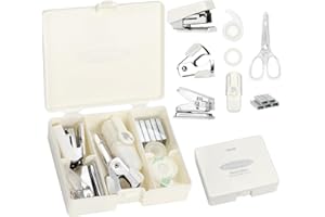 ‎EOOUOOIP EooUooIP Praktische und schöne Büroartikel Weiß Handbuch Tool Box, Hefter Tape Staples Hole Puncher Paper Scissor für effiziente Arbeit und stilvolle Geschenk.